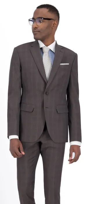 Rust Brown with Orange Check Regular Suit