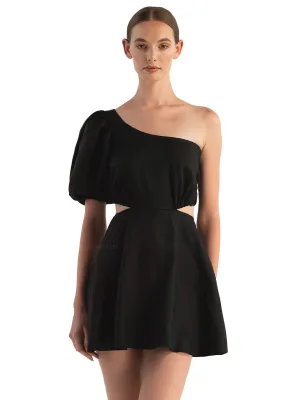 Sabina Black Linen Mini Dress ::RET