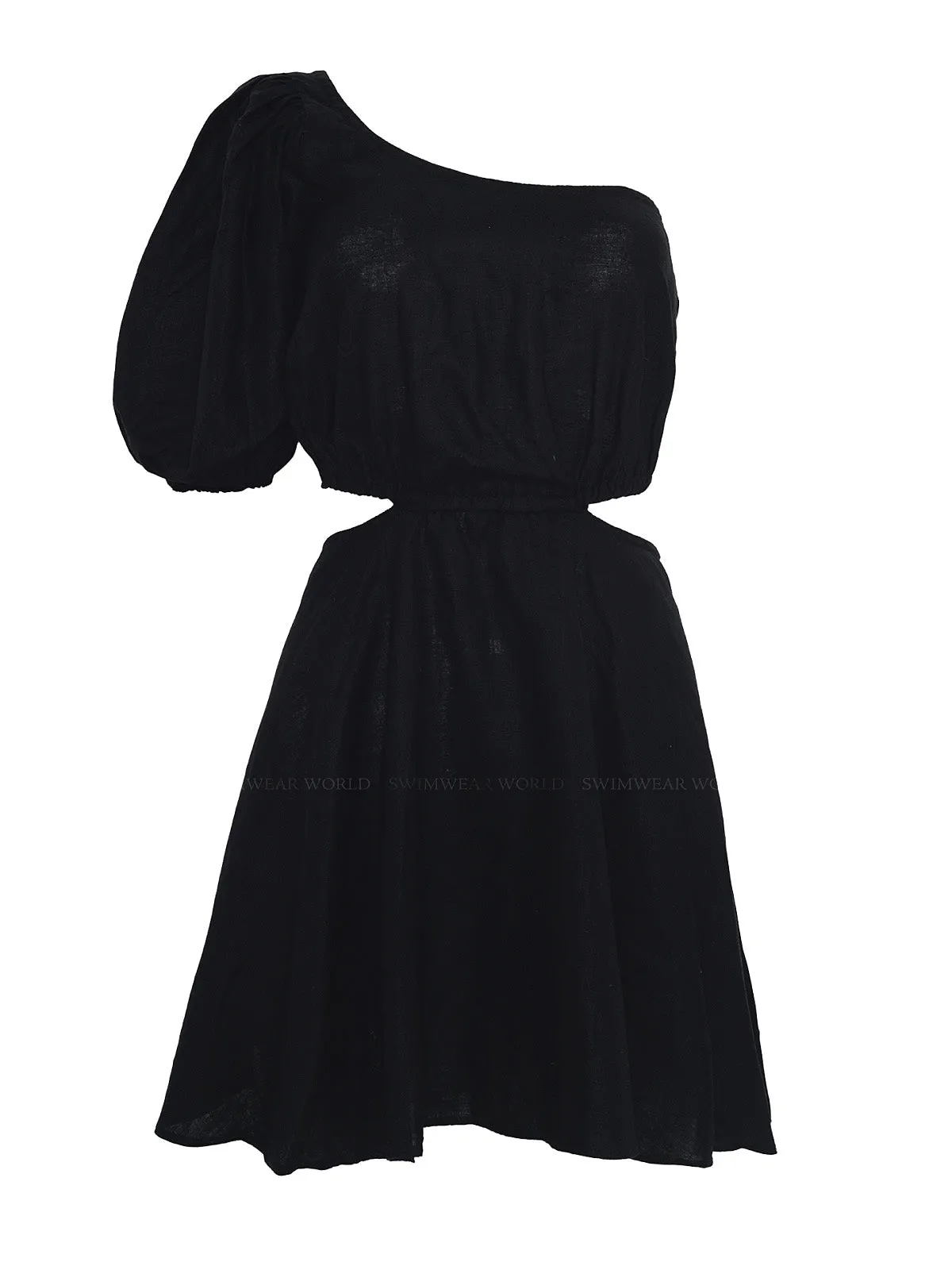 Sabina Black Linen Mini Dress ::RET