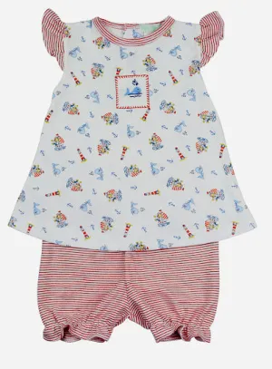 Sailboats prints Pima Cotton dress set