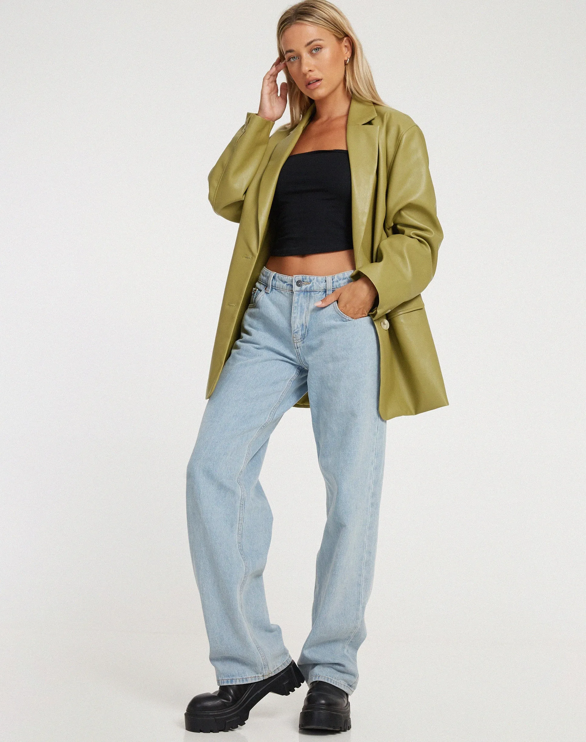 Saken Blazer in PU Leaf Green