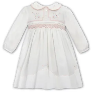 SARAH LOUISE  IVORY SMOCKED DRESS WINTER