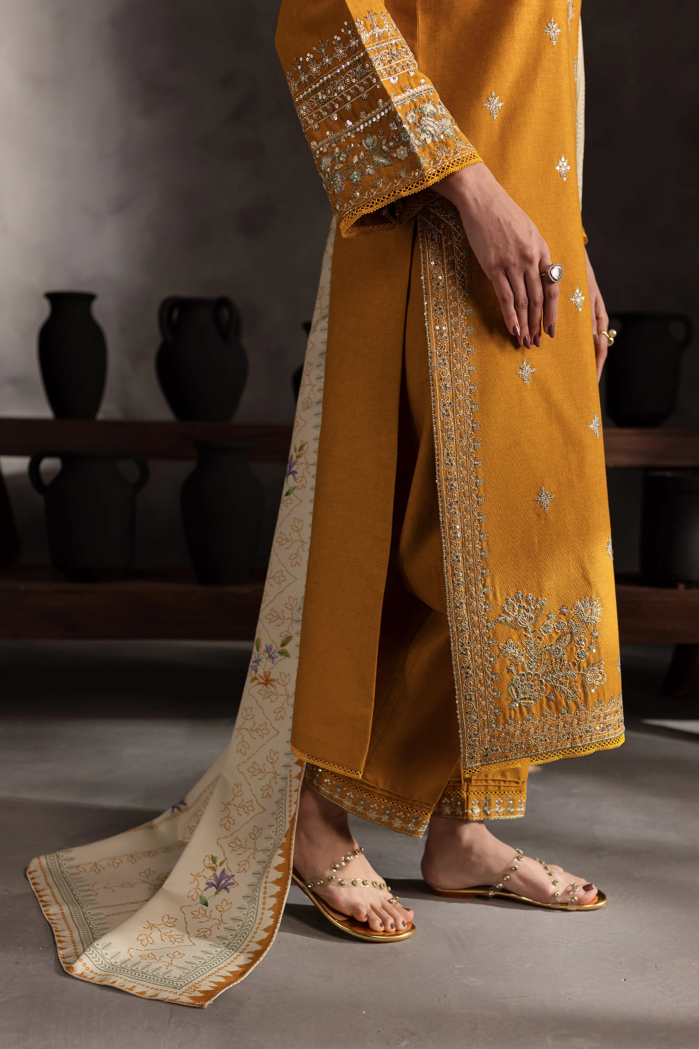 Shangrilla 3Pc - Embroidered Karandi Dress