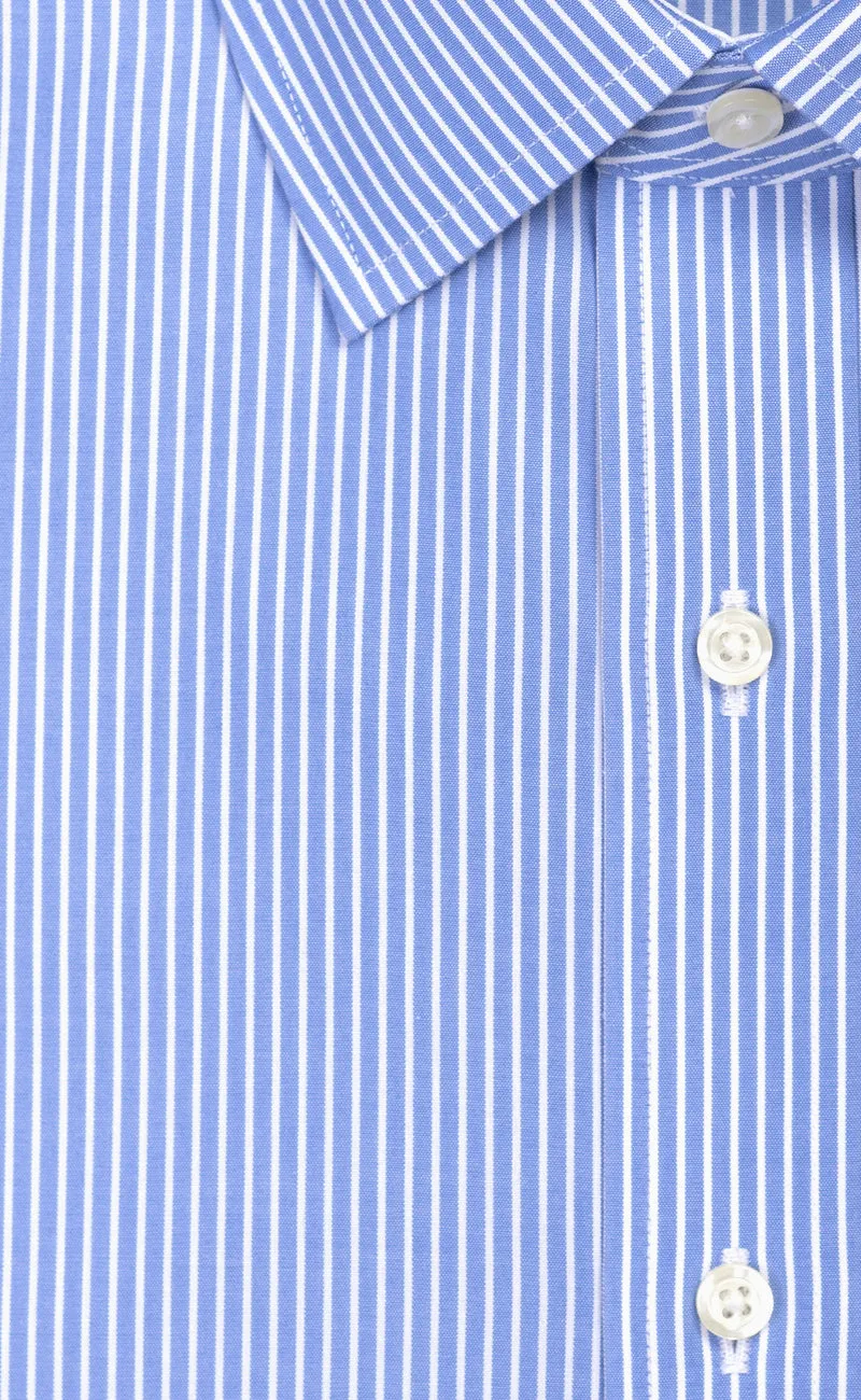 Slim Fit Blue Reverse Stripe Spread Collar Supima® Cotton Non-Iron Broadcloth Dress Shirt