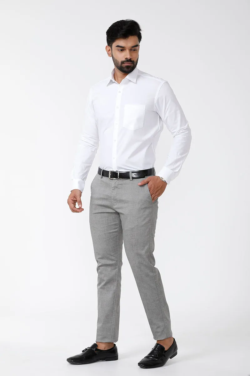 Snow Field - 100% Cotton Formal White Shirt For Men | Uathayam
