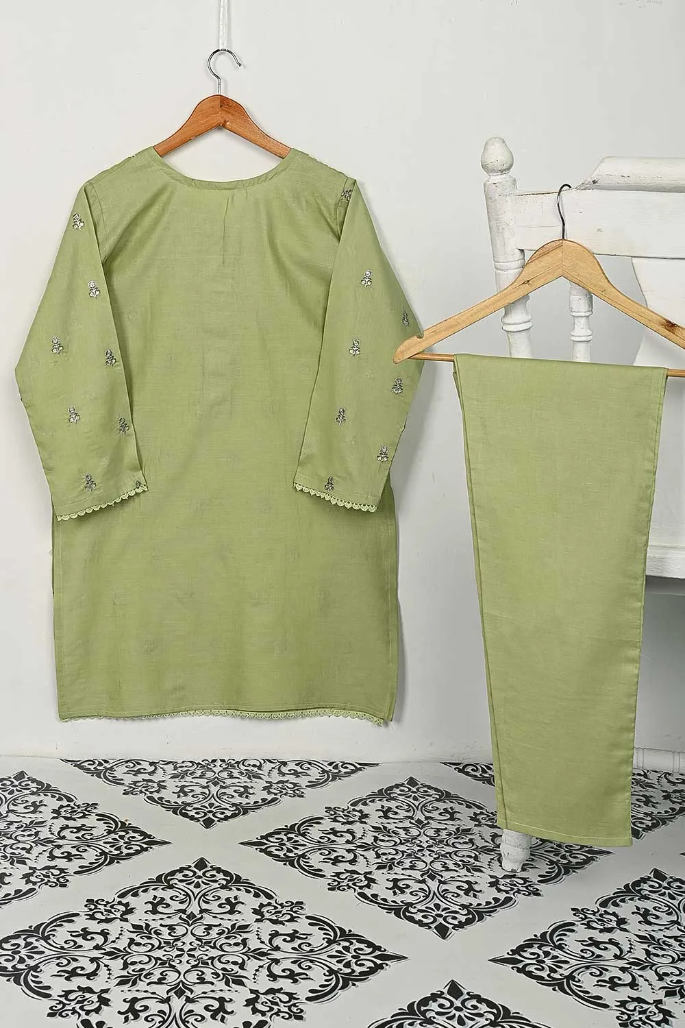 STP-118A-Pista - 2PC COTTON EMBROIDERED STITCHED