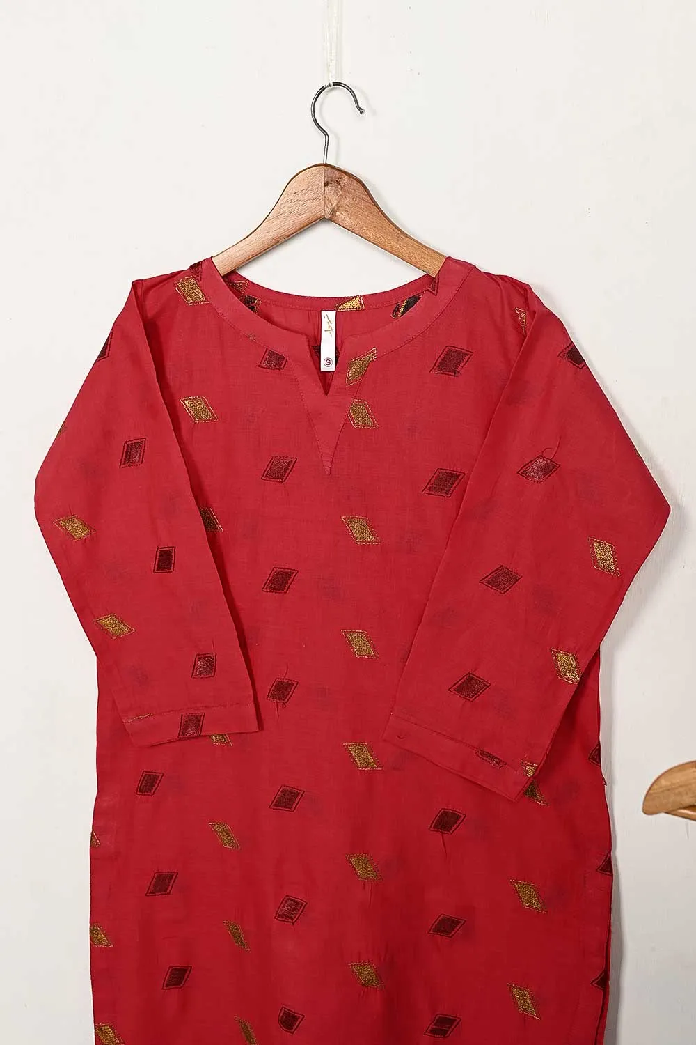 STP-144D-Red - 2PC COTTON EMBROIDERED STITCHED