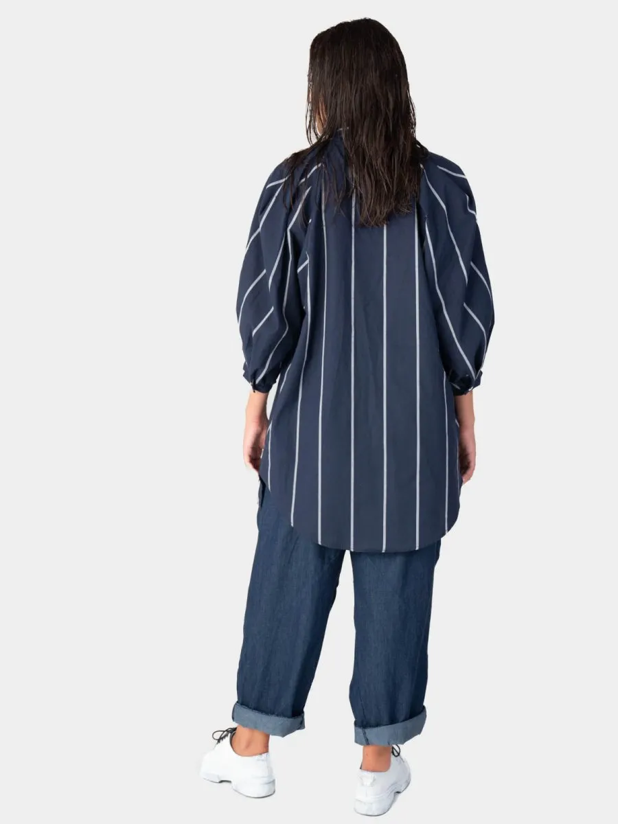 Striped 3/4 Balloon Sleeve Shirt