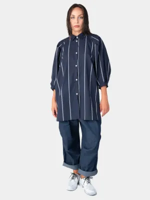 Striped 3/4 Balloon Sleeve Shirt