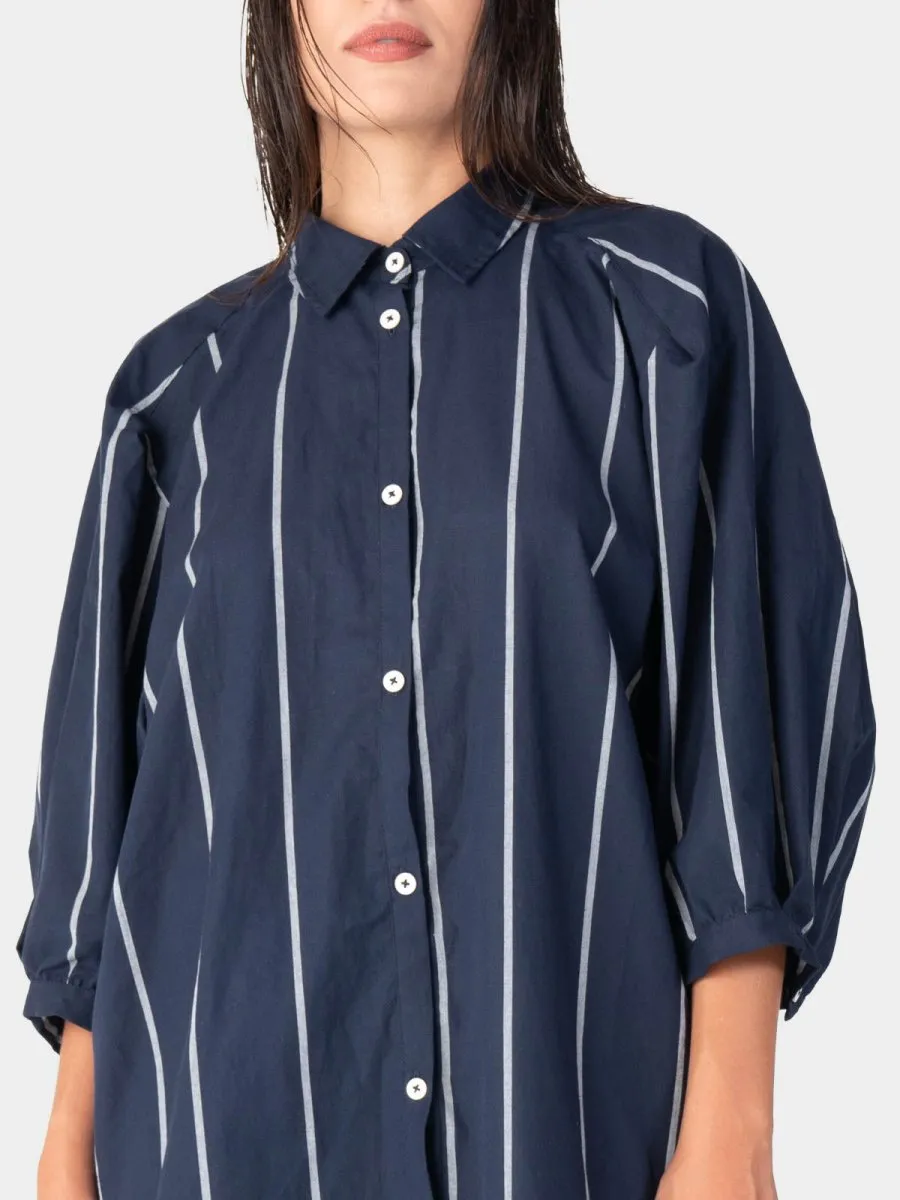 Striped 3/4 Balloon Sleeve Shirt