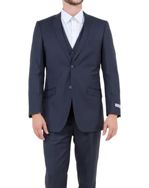 Tazzio Solid Slim Fit Vested Suit - Navy
