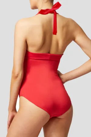 Tie Halter Control Elite Swimsuit Red