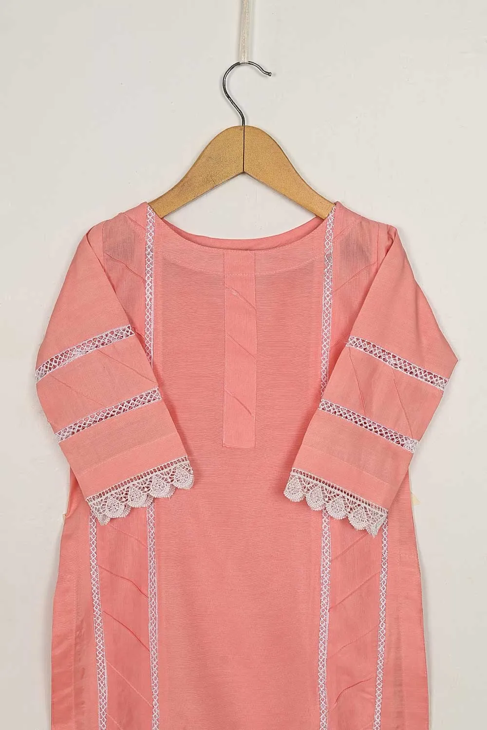TKF-70-Peach - Kids 3Pc Pc Cotton Dress With Cotton Trouser
