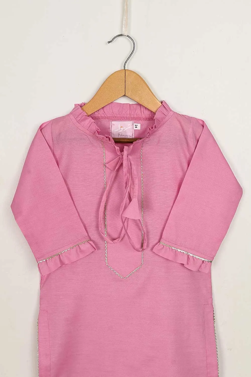 TKF-76-Pink - Kids 3Pc Pc Cotton Dress Pc Cotton Trouser