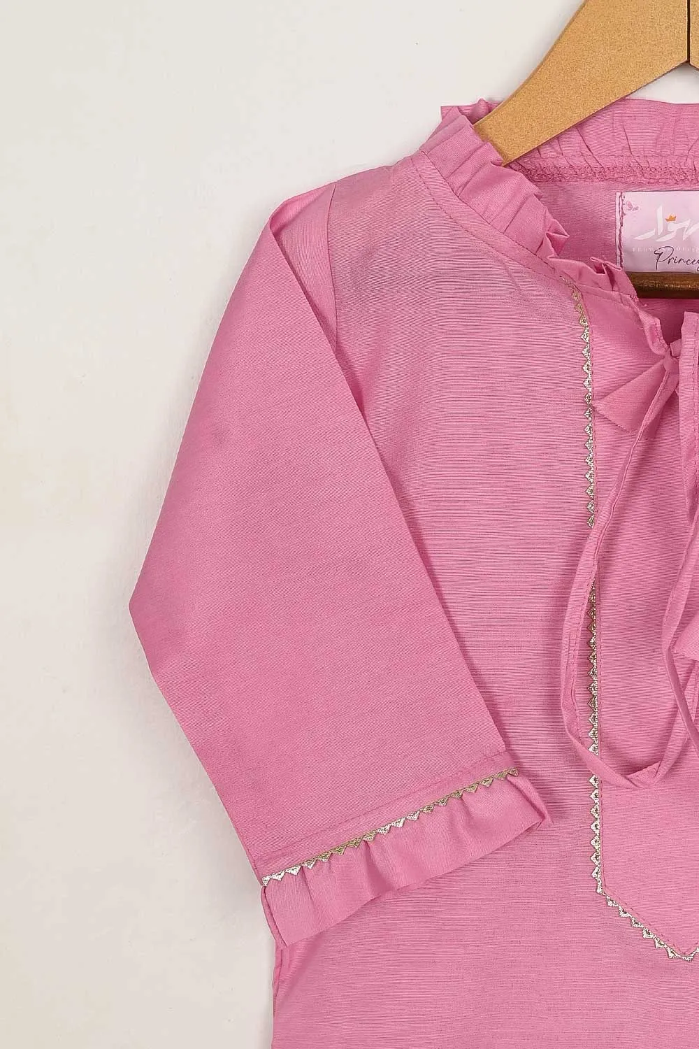 TKF-76-Pink - Kids 3Pc Pc Cotton Dress Pc Cotton Trouser