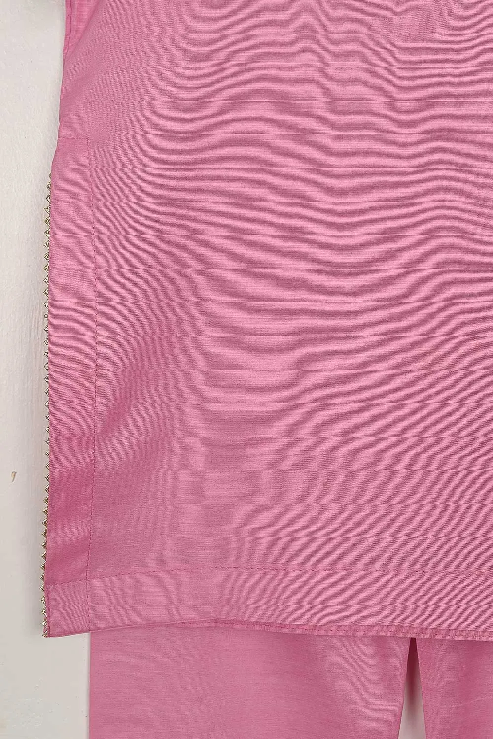 TKF-76-Pink - Kids 3Pc Pc Cotton Dress Pc Cotton Trouser