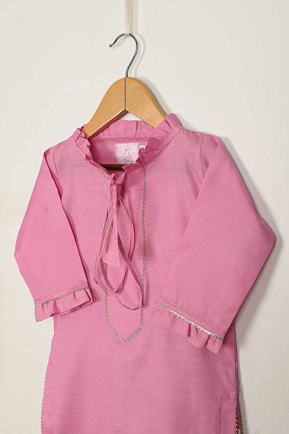 TKF-76-Pink - Kids 3Pc Pc Cotton Dress Pc Cotton Trouser