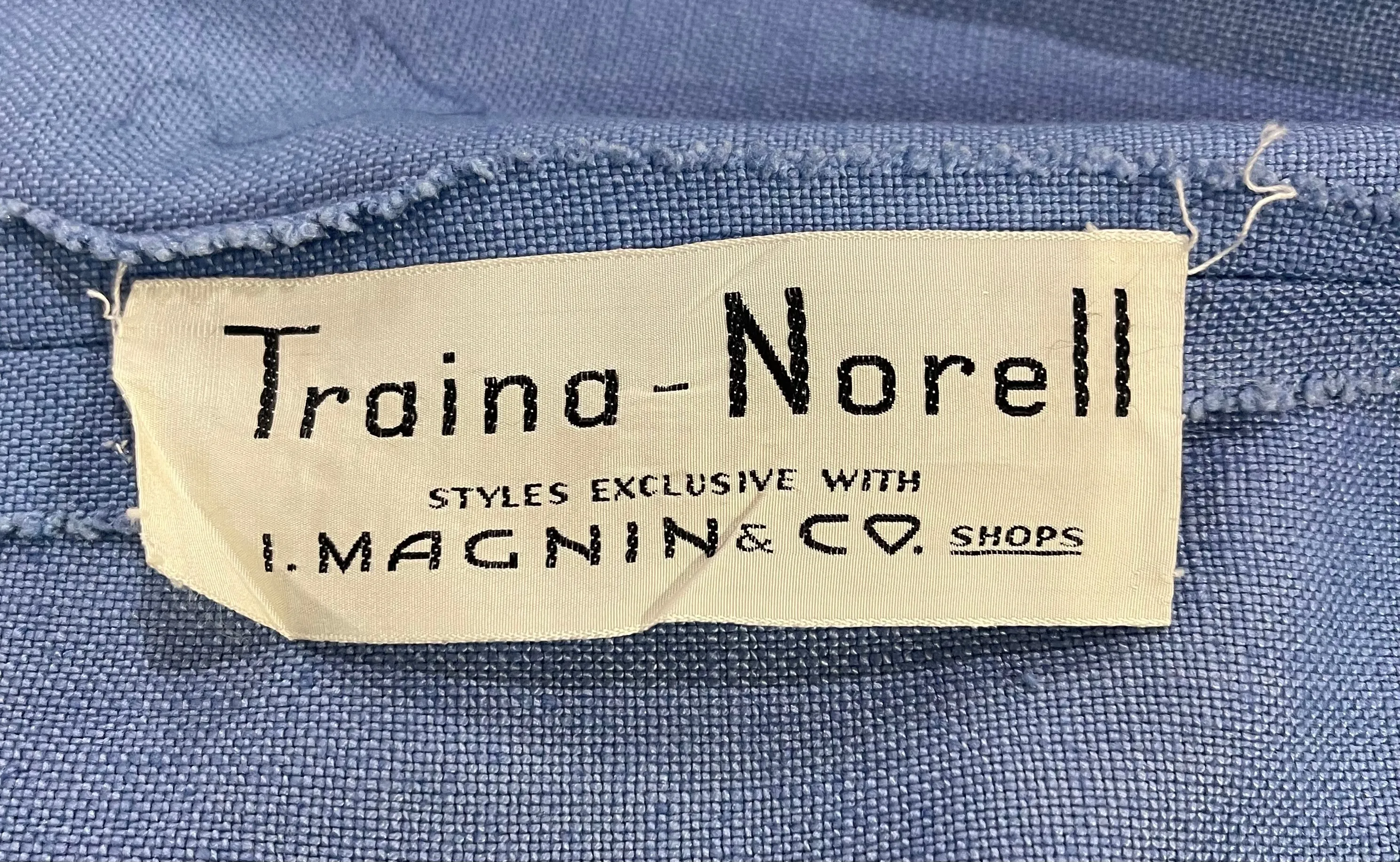Traina Norell 60s Cornflower Blue and White  Linen Sailor Dress