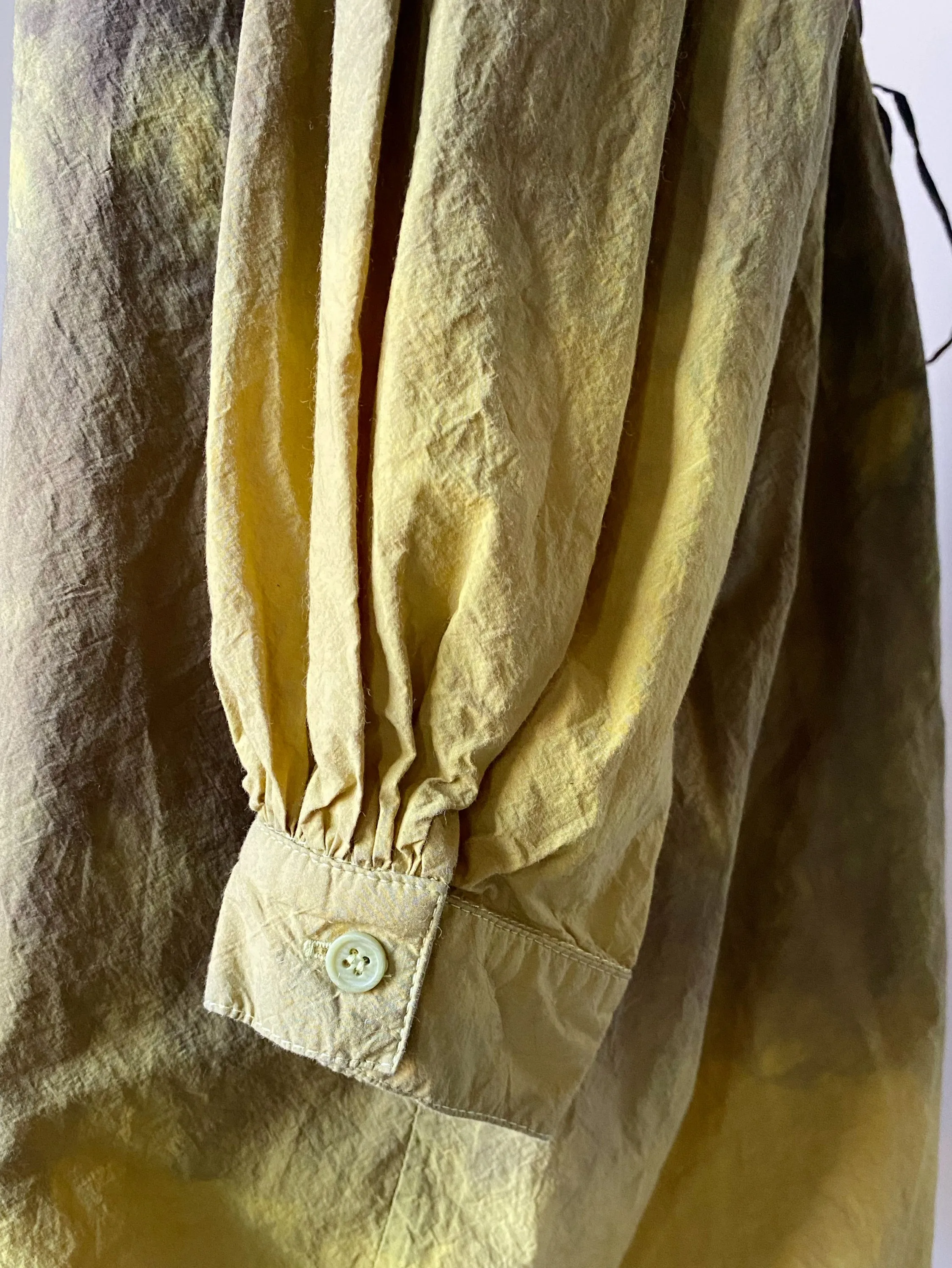 turmeric and tie dye pin tuck peasant shirtdress