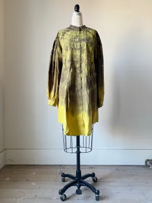 turmeric and tie dye pin tuck peasant shirtdress