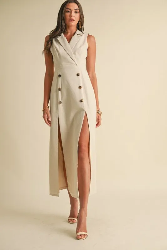 TUXEDO LINEN DRESS