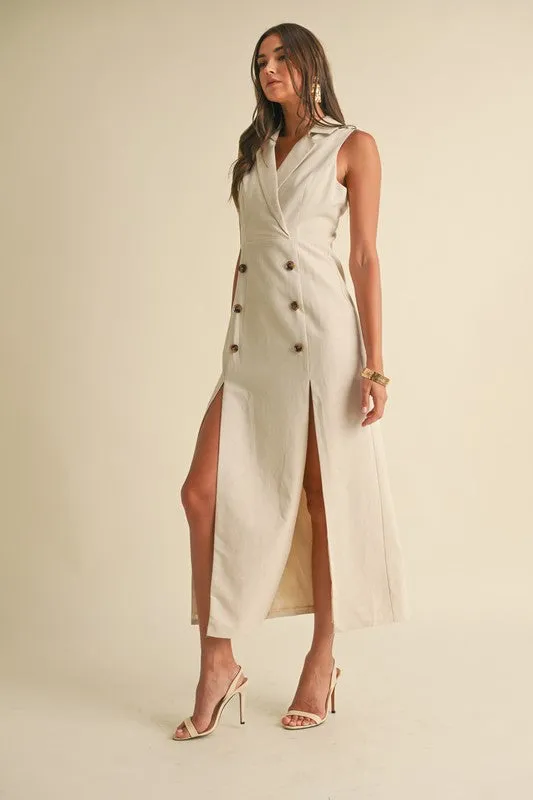 TUXEDO LINEN DRESS