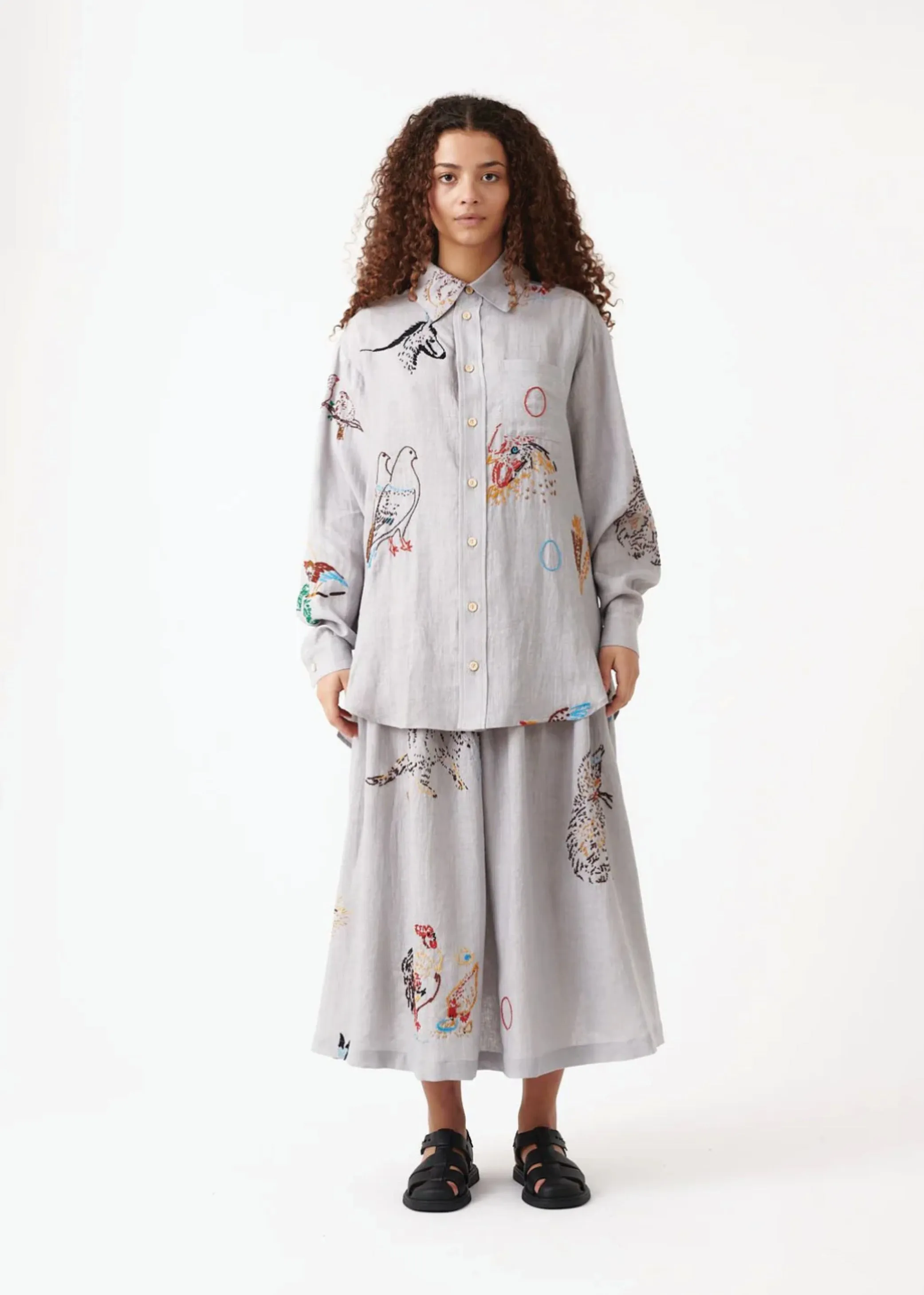 Unisex Shirt, Hand Embroidered Animals