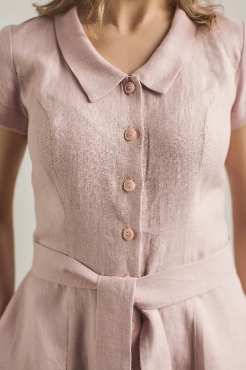V-Neck Wrap Around Linen Dress