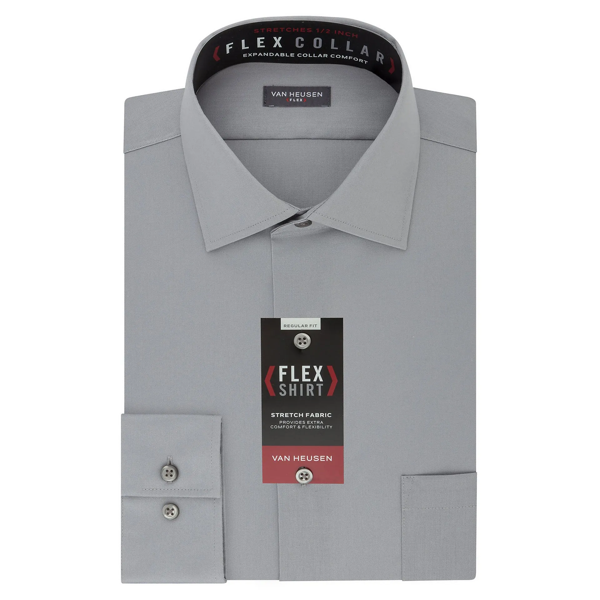 Van Heusen Regular Fit Flex Wrinkle Free Dress Shirt - Grey Mist