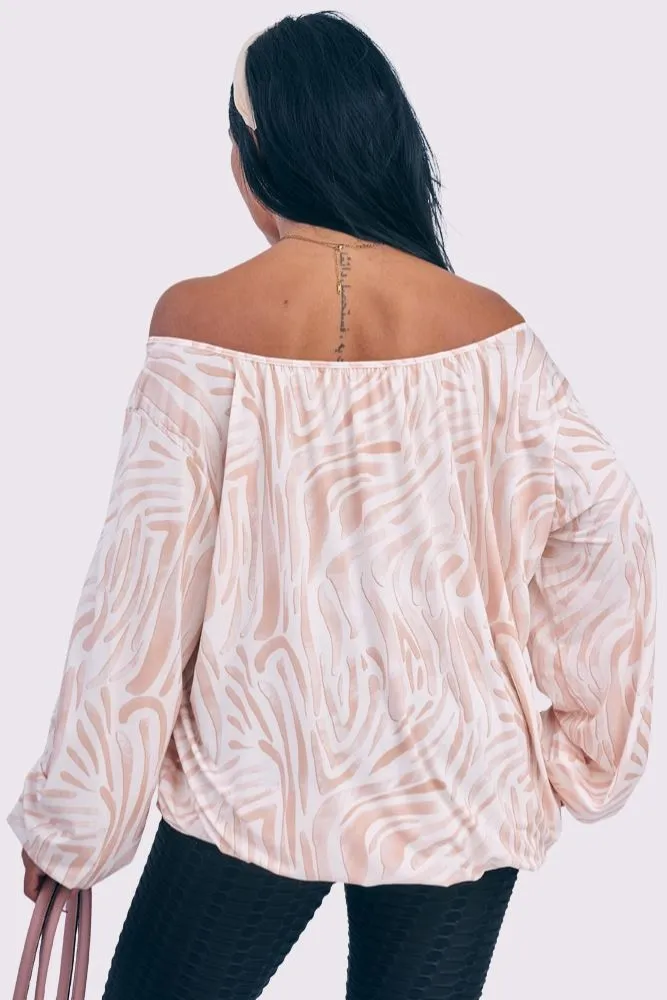 Waves Print Pleated Top