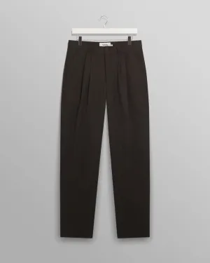 【WAX London】Raleigh Chevron Pleated Trousers Charcoal 羊毛人字紋打褶直筒褲