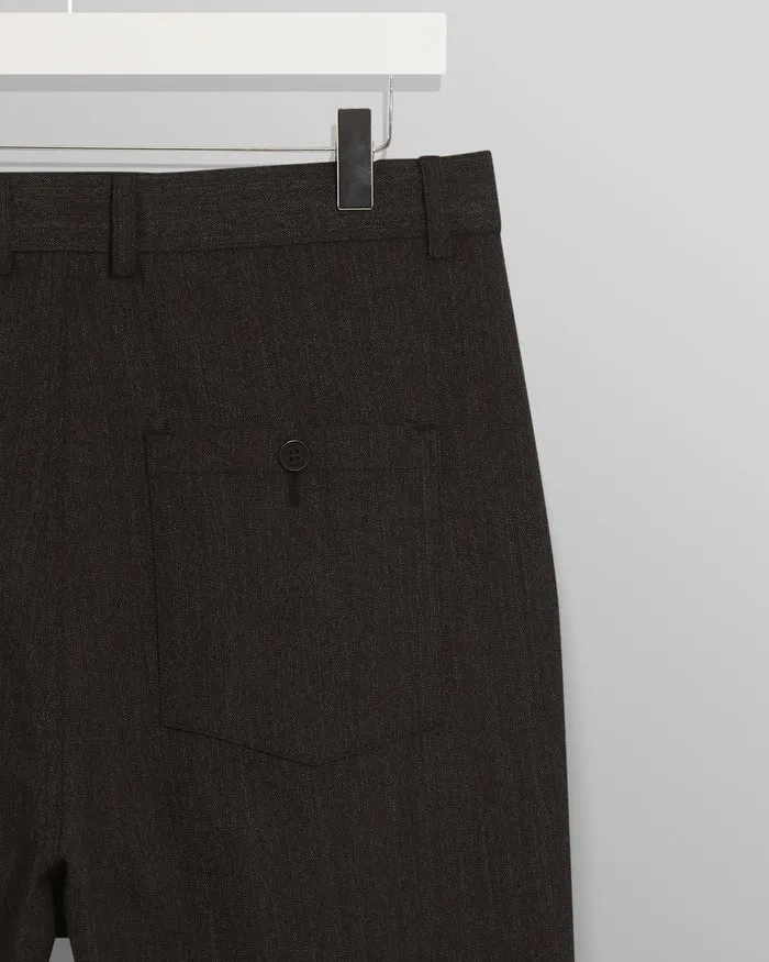 【WAX London】Raleigh Chevron Pleated Trousers Charcoal 羊毛人字紋打褶直筒褲
