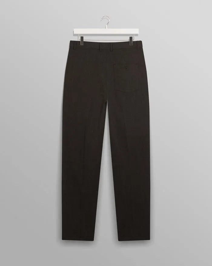 【WAX London】Raleigh Chevron Pleated Trousers Charcoal 羊毛人字紋打褶直筒褲