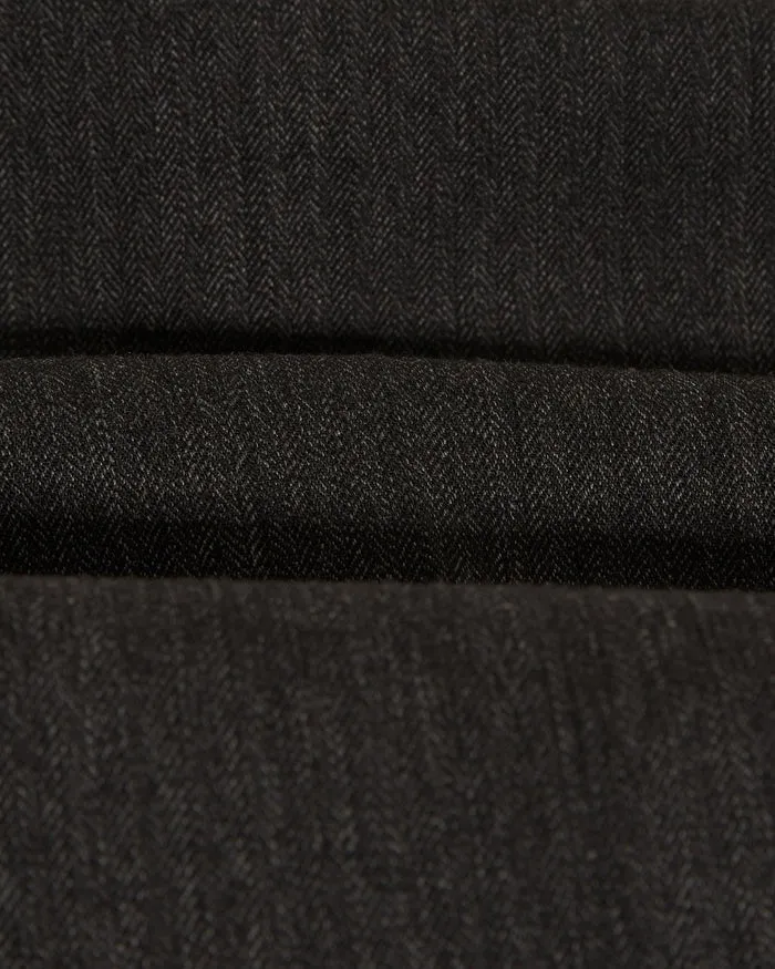 【WAX London】Raleigh Chevron Pleated Trousers Charcoal 羊毛人字紋打褶直筒褲