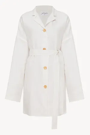 White unisex linen overshirt