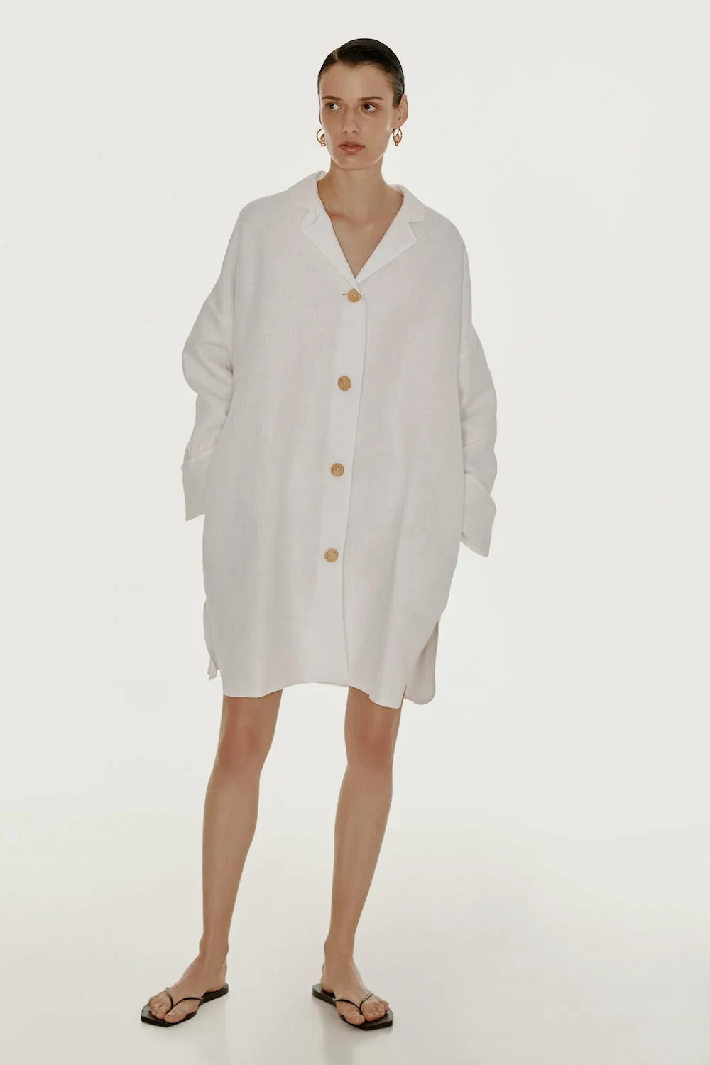 White unisex linen overshirt