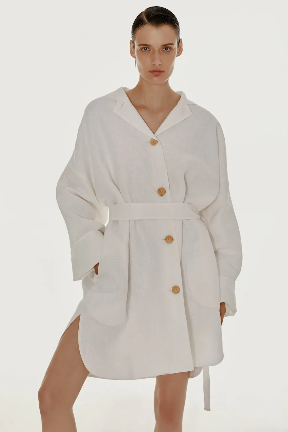 White unisex linen overshirt