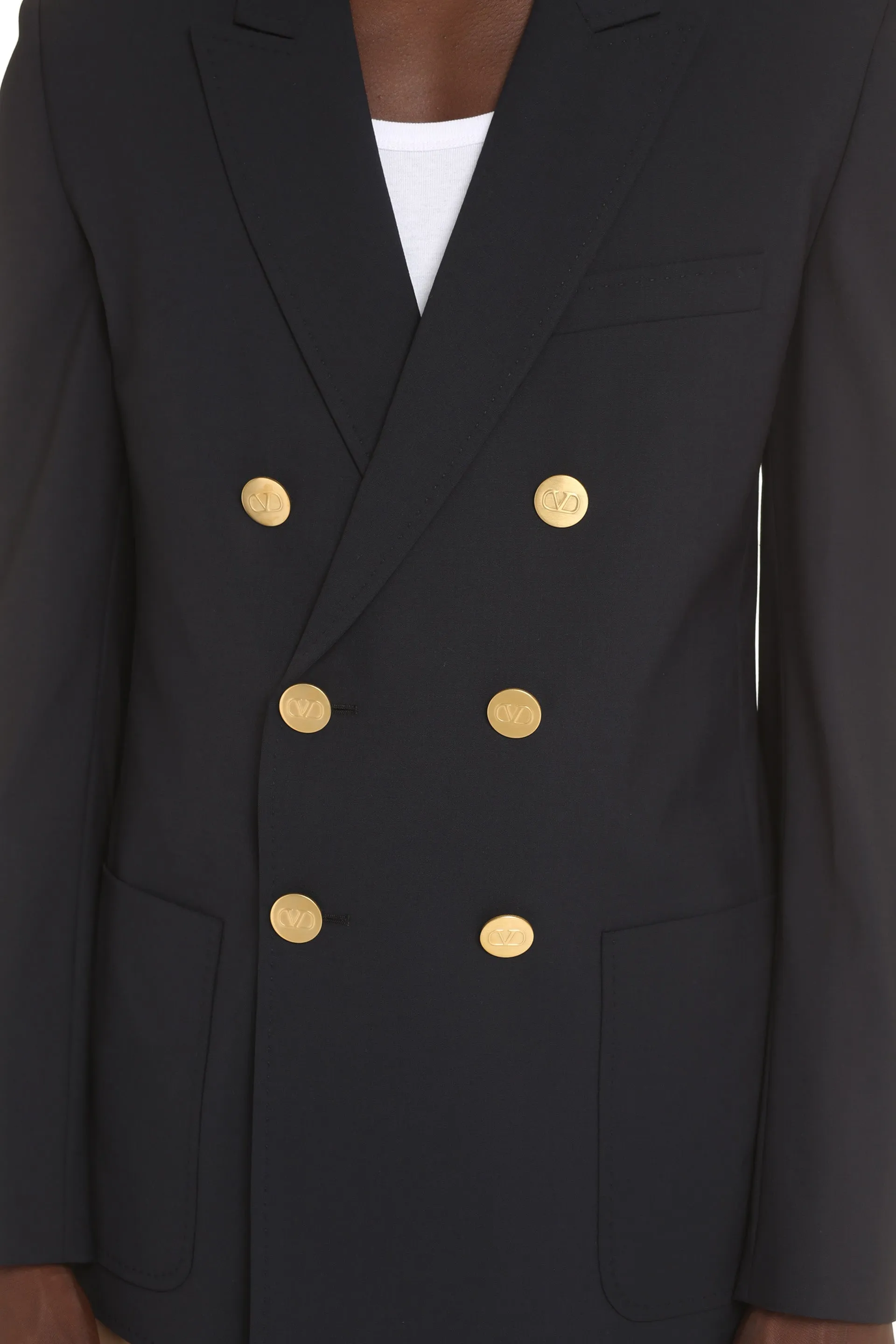 Wool blend double-breasted jacket