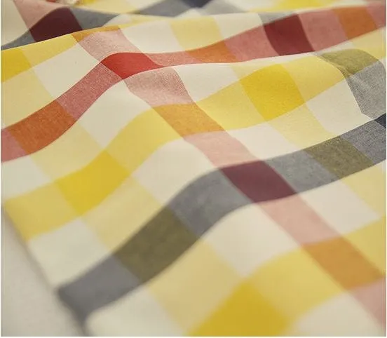 Yarn Dyed Check Cotton Fabric, Yellow Plaid Cotton Fabric, Checkered Fabric, Quality Korean Fabric - Yellow  - By the Yard /59598