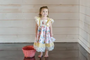 Yellow Seersucker Peter Rabbit Floral Dress