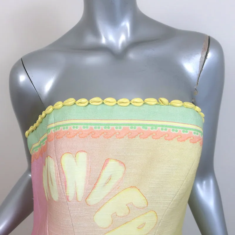 Zimmermann Coaster Strapless Structured Midi Dress Poster Print Size 2 NEW